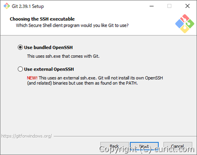 OpenSSHクライアント(ssh.exe)のインストール設定画面