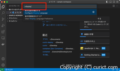 コマンドパレットに「display」と入力