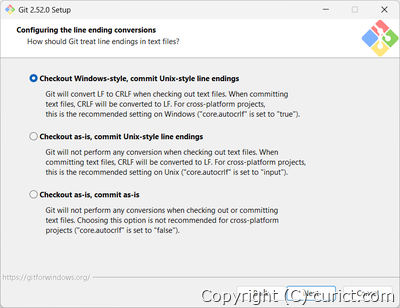 改行コードの設定画面