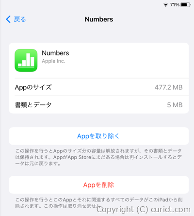 設定-一般-iPadストレージ-アプリ詳細