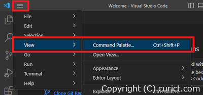 メニューボタン -> View -> Command Palette