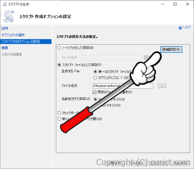 スクリプトの生成(スクリプト作成オプションの設定)