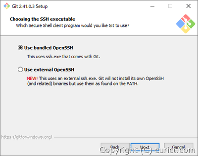 OpenSSHクライアント(ssh.exe)のインストール設定画面