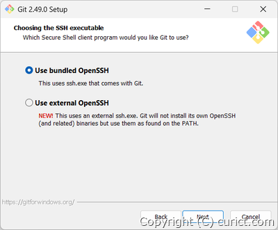 OpenSSHクライアント(ssh.exe)のインストール設定画面