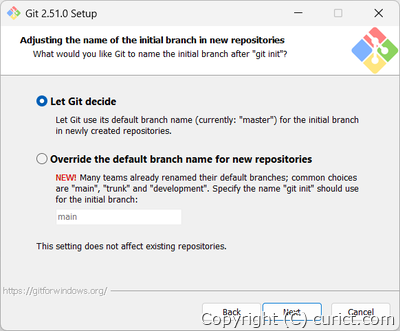 リポジトリ名の設定画面