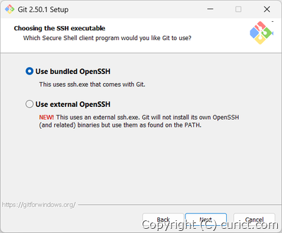 OpenSSHクライアント(ssh.exe)のインストール設定画面