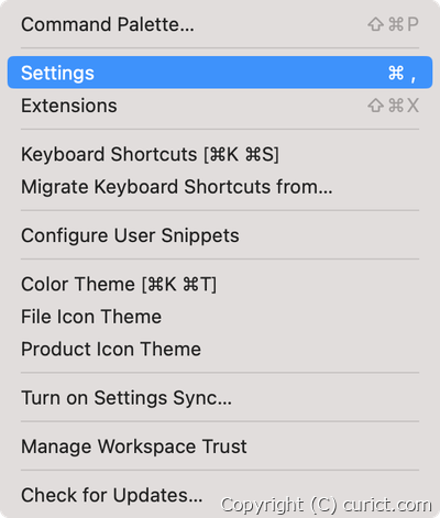 Manage menu - Settings