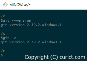 Git Bashでのバージョン確認例