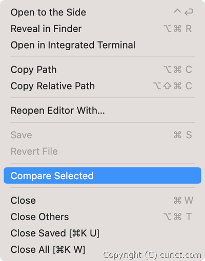 メニュー -> Compare Selected