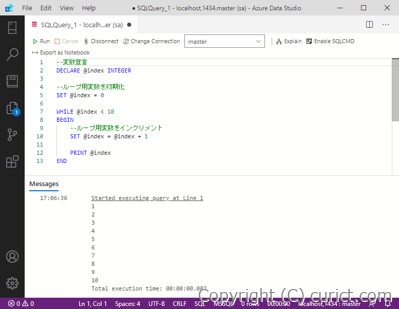 Azure Data Studioで実行した結果