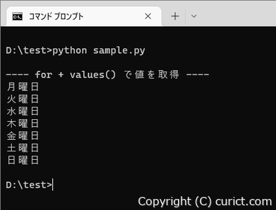 サンプルコードの実行結果