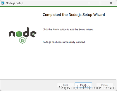 Completed the Node.js Setup Wizard